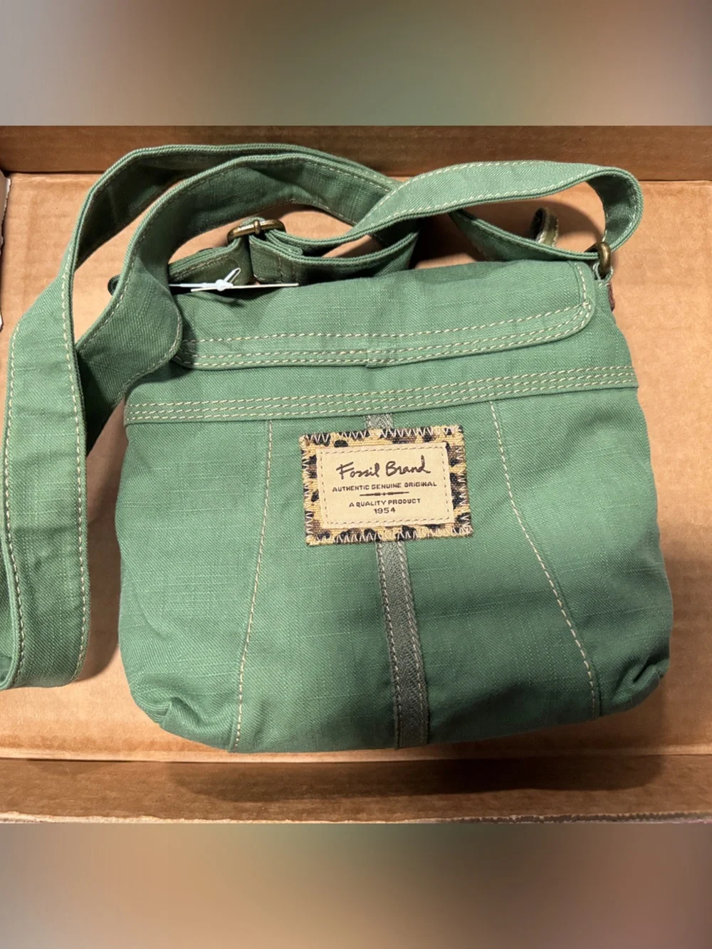 Fossil Olive Green Canvas WinslowFlap Olive Green Crossbody